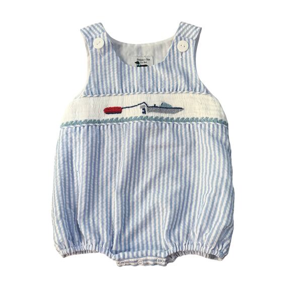 Smock it like it’s Hot Lake Life Tubing Romper Infant Size 12M - Picture 1 of 7